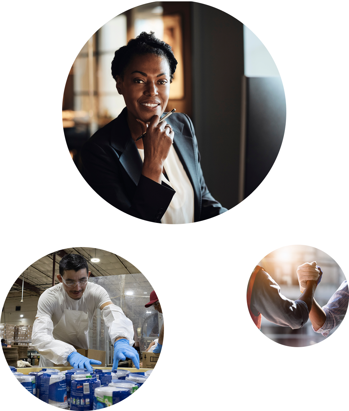 homepage circles@2x collage of employees working